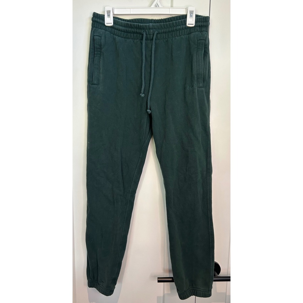 Roots Forest Green Organic Cotton Fleece Jogger Sweatpants Womens Size 3 Medium